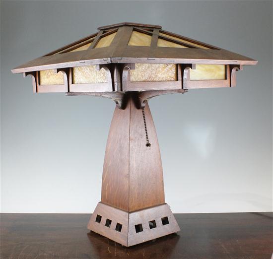 An American Arts Crafts oak lamp 173841