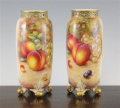 A pair of Royal Worcester vases painted