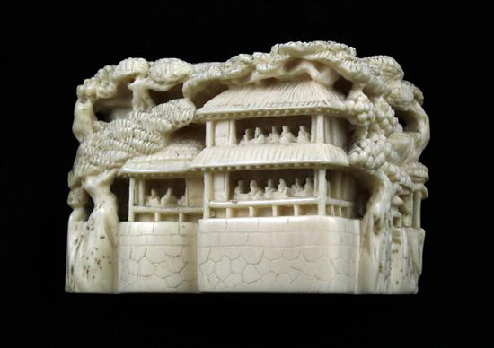 An Edo period ivory solid landscape