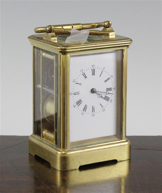 A French brass carriage clock with 17396b