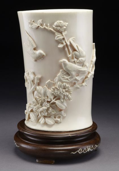 Chinese carved ivory brush pot 173ba7