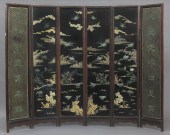 Chinese jade mounted six panel screen
