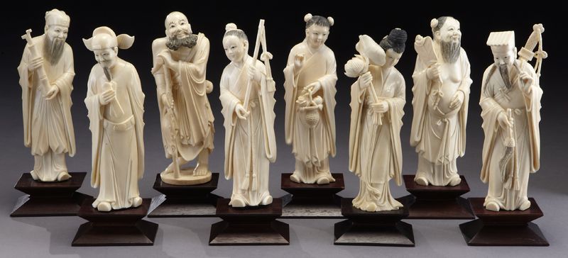  8 Chinese carved ivory immortals International 173be3
