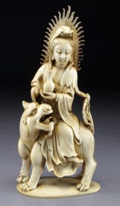 Chinese Qing carved ivory Guanyin(International