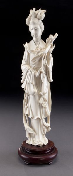 Chinese carved ivory lady holding 173c4c
