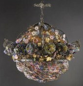 French Art Nouveau style glass chandelierof