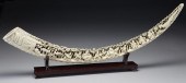 Chinese carved elephant ivory tusk depicting(International