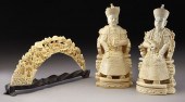 Chinese carved ivory Emperor and Empress