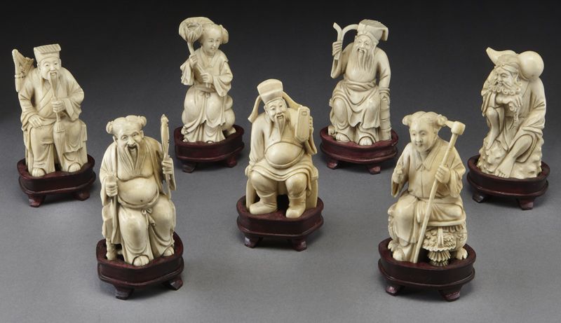 7 Chinese carved ivory immortals 174047