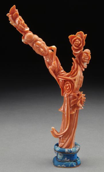Chinese Qing carved red coral Guanyin 174055