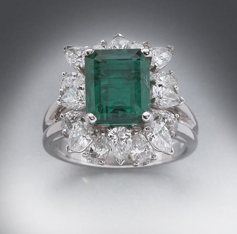 Oscar Heyman emerald and diamond ring