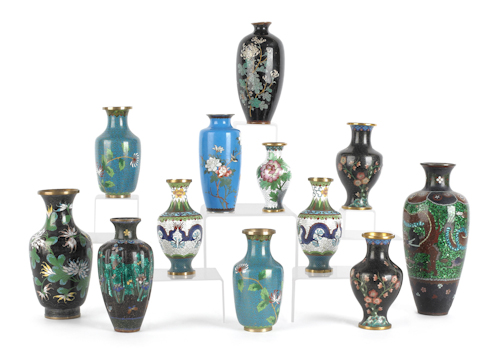 Twelve Chinese cloisonn vases 176883