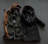 Black mink and leather coat together