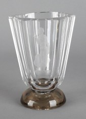 Orrefors glass vase with etched figure