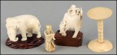 CARVED IVORY ELEPHANT. Together with