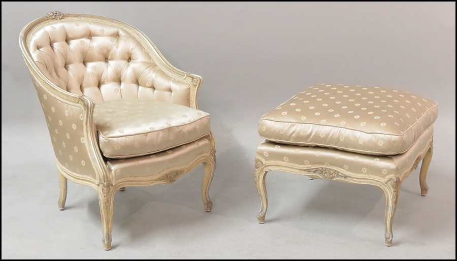 FRENCH SILK UPHOLSTERED FAUTEUIL 177c1b