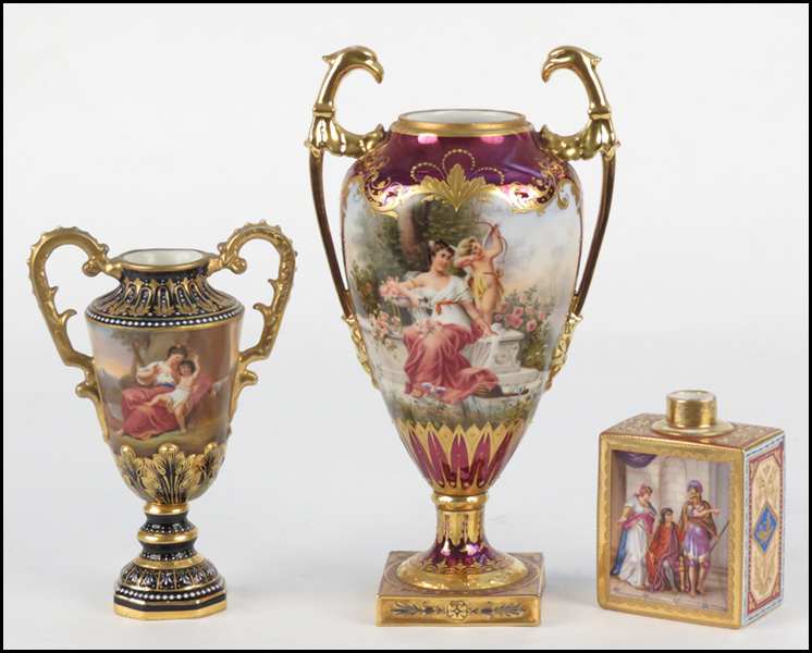 DRESDEN GILT AND PAINTED PORCELAIN