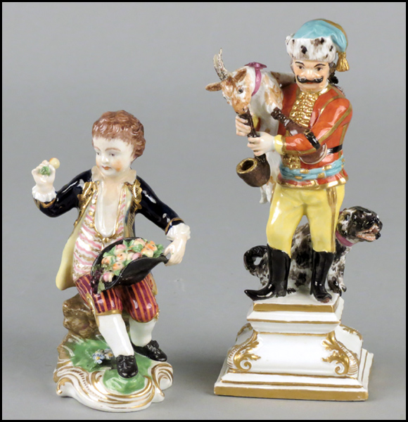 TWO CONTINENTAL GILT AND PAINTED PORCELAIN