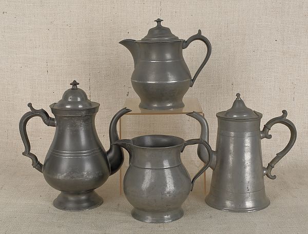 Four pieces of American pewter