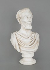 A large chalkware bust of Abraham Lincoln