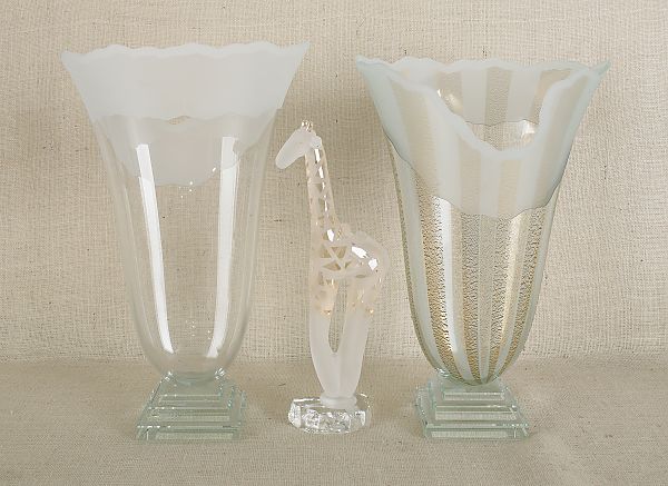 Two contemporary art glass vases