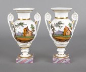 Pair of Paris porcelain urns ca. 1830