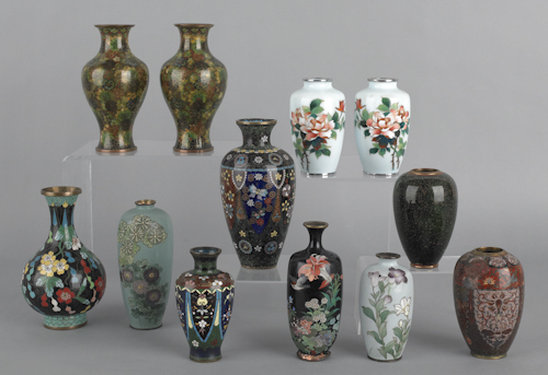 Twelve Chinese cloisonn vases 1767e8
