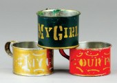 LOT OF THREE CHILDRENS TIN CUPS Early