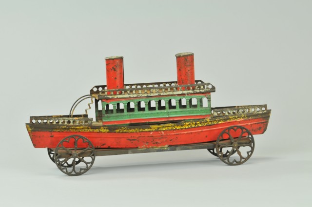 EARLY TIN SHIP FLOOR TOY Interesting 1793a5