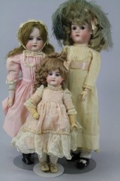 LOT OF THREE GERMAN BISQUE DOLLS The