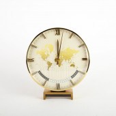 German GIlt Metal World Time Clock Kienzle