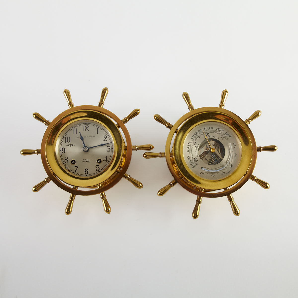 Brass Ship s Clock and Barometer 17a21e