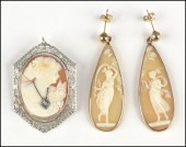 PAIR OF CAMEO EARRINGS. Togeher with