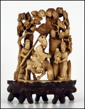 CHINESE CARVED IVORY FIGURAL GROUP 1780ad