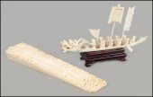 CHINESE CARVED IVORY CRIBBAGE BOARD.