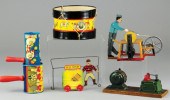ASSORTED TOY LOT Includes tin soccer