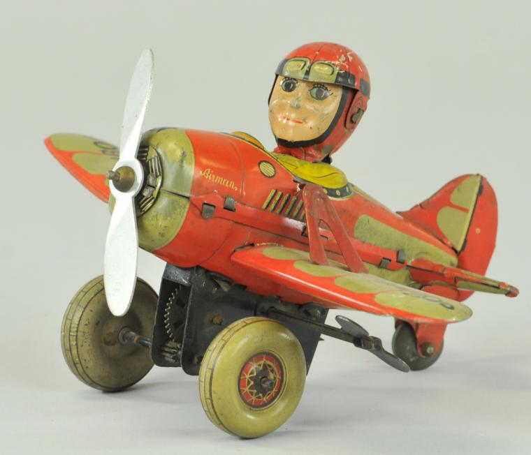 AIRMAN TOY AIRPLANE Japan tin lithographed 17ab3e