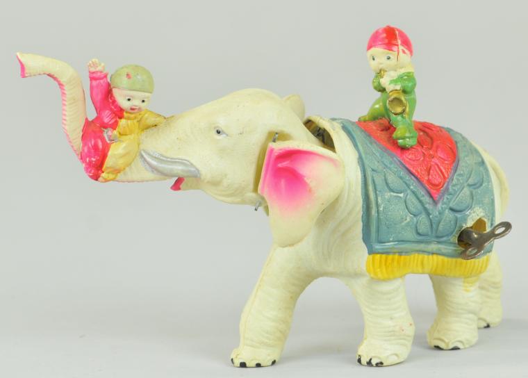 ELEPHANT AND TWO CHILD CLOWN RIDERS 17ab4b