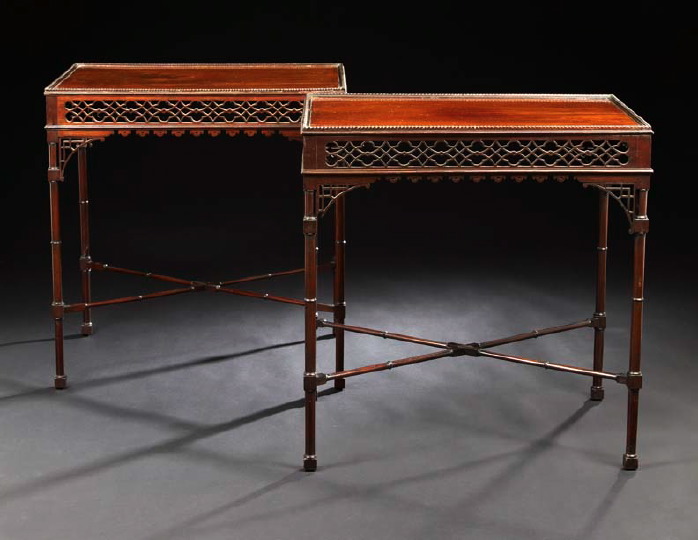 Pair of Chippendale-Style Mahogany Silver