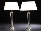 Pair of French Polished Nickel Table