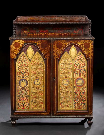 English Victorian Polychromed Cabinet  29a50