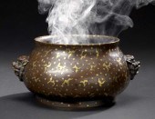 Chinese Splash-Gilt Bronze Incense Burner,