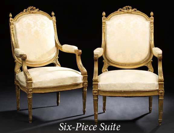 Louis XVI-Style Six-Piece Giltwood