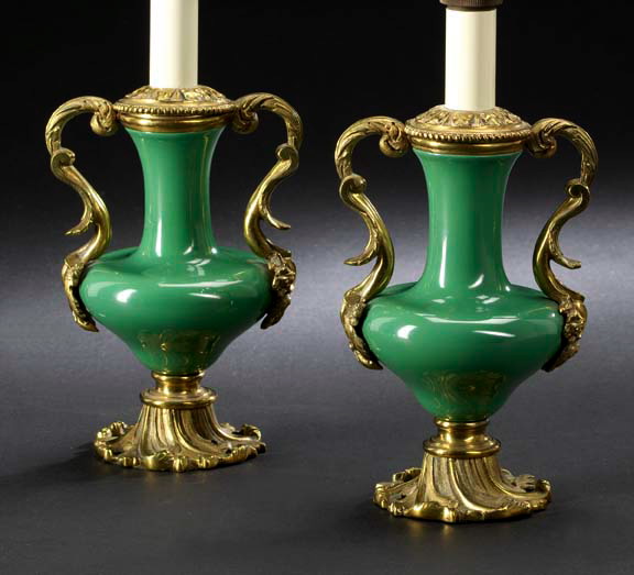 Diminutive Pair of French Gilt Brass Mounted 298cf
