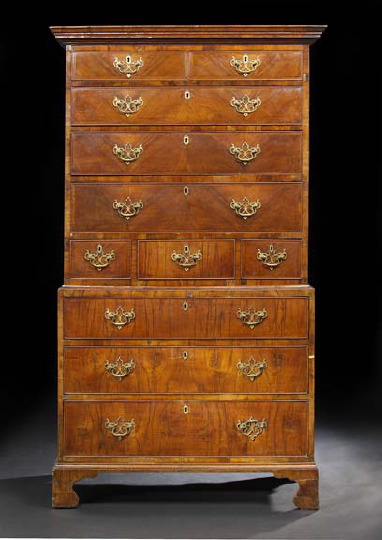 George III Mahogany and Walnut Chest-on-Chest,