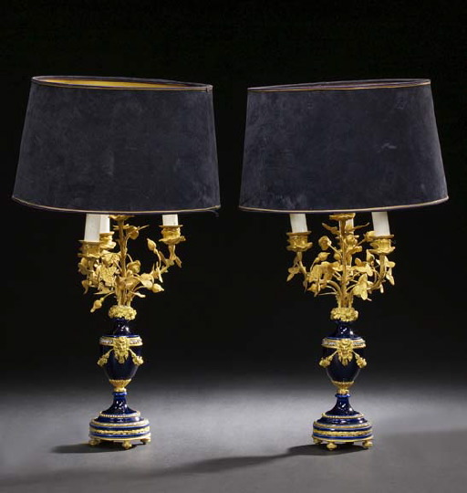 Good Pair of Sevres Style Gilt Brass Mounted 29c52