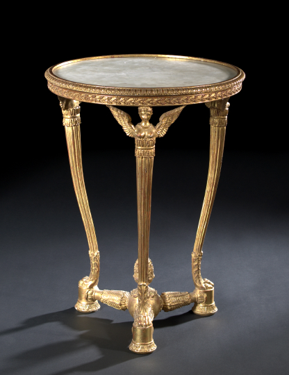 Empire-Style Giltwood and Marble-Top