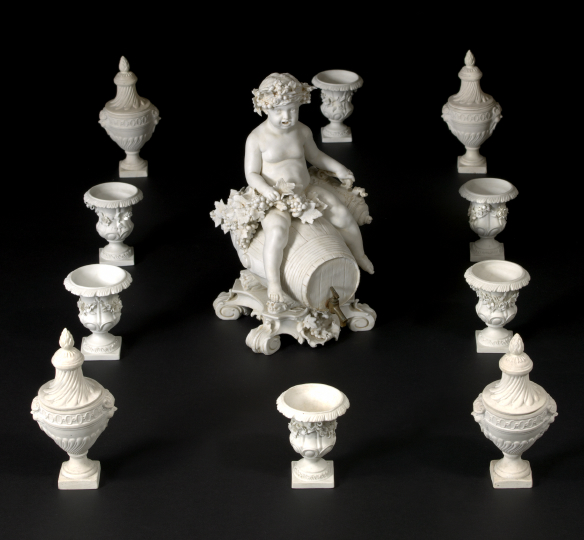 Eleven Pieces of Continental Biscuit Porcelain,