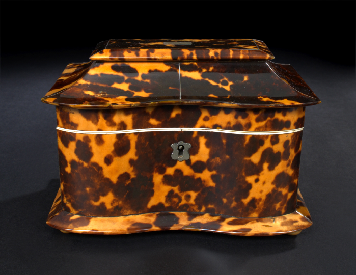 English Tortoiseshell Double-Bowfront Two-Compartment