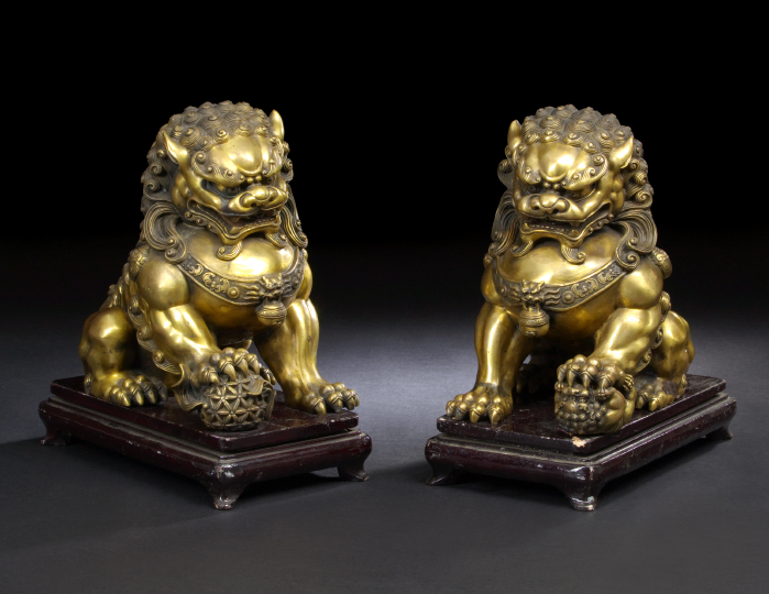 Pair of Chinese Cast Brass Foo 2ad3b